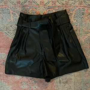 Black leather shorts